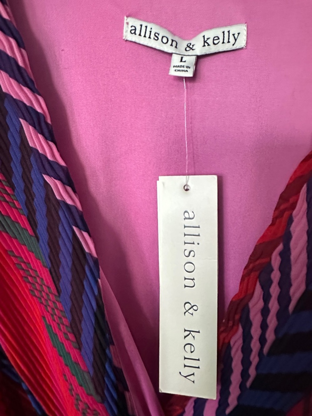 Allison and Kelly Red and Pink Chevron faux Wrap Dress - Picture 2 of 7